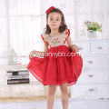 Flaming Red Girls' Embroidered Smocked Dress